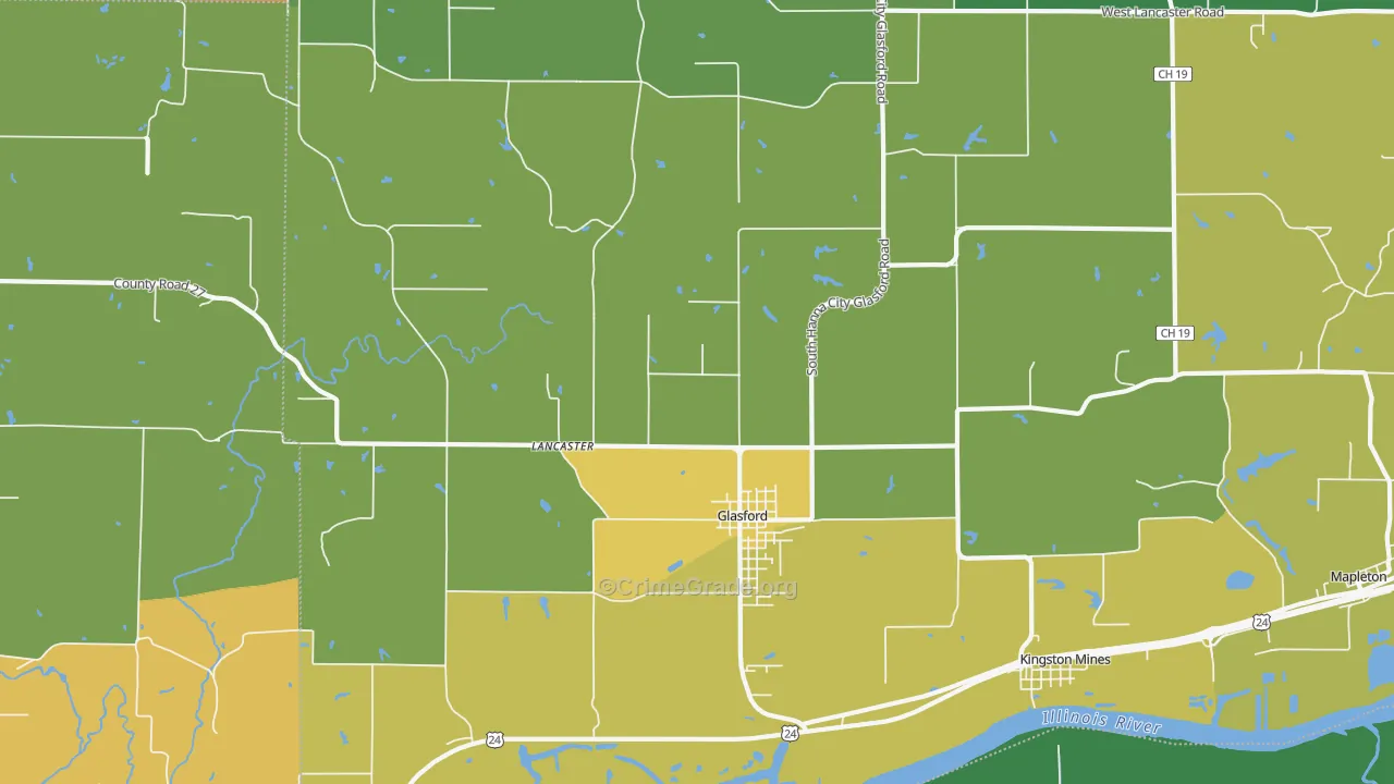 Glasford, IL Map of Theft Rates