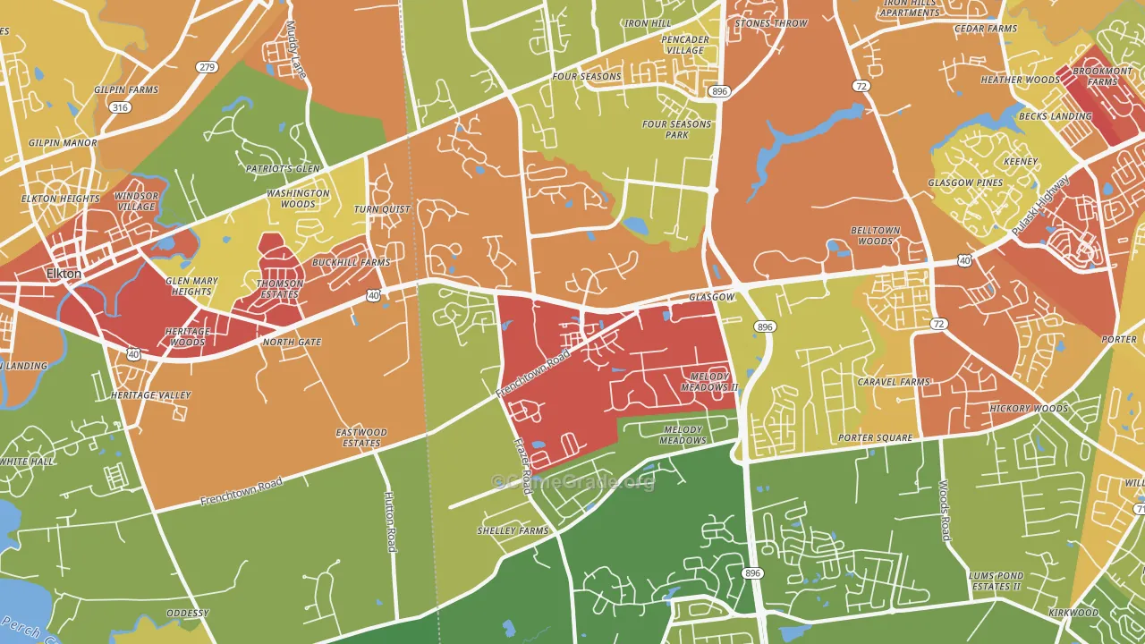 Glasgow, DE Map of Theft Rates