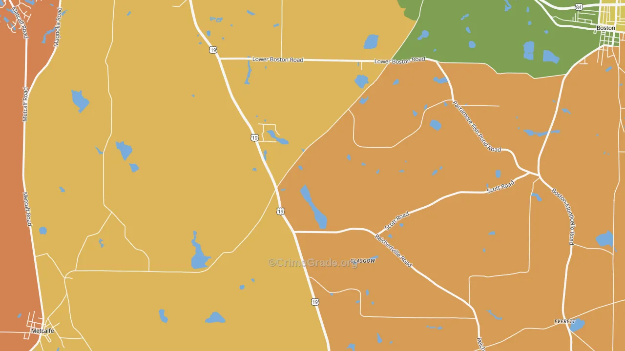 Glasgow, GA Map of Theft Rates