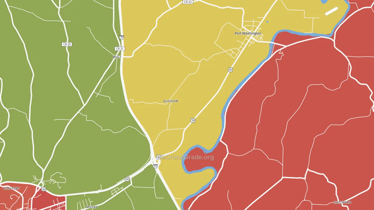 Glasgow, OH Map of Theft Rates