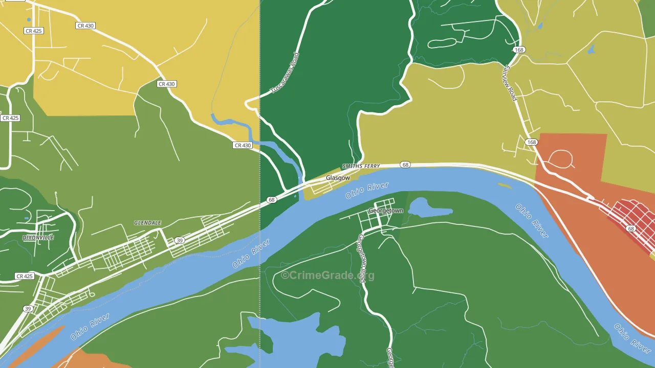 Glasgow, PA Map of Theft Rates