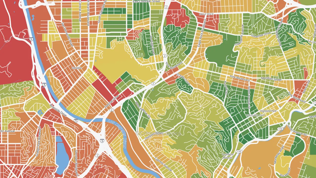 Glassell Park, Los Angeles, CA Map of Theft Rates