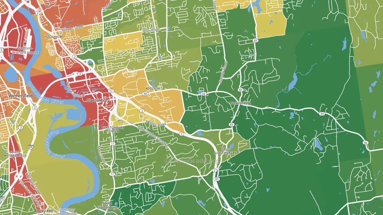 Glastonbury, CT Map of Theft Rates