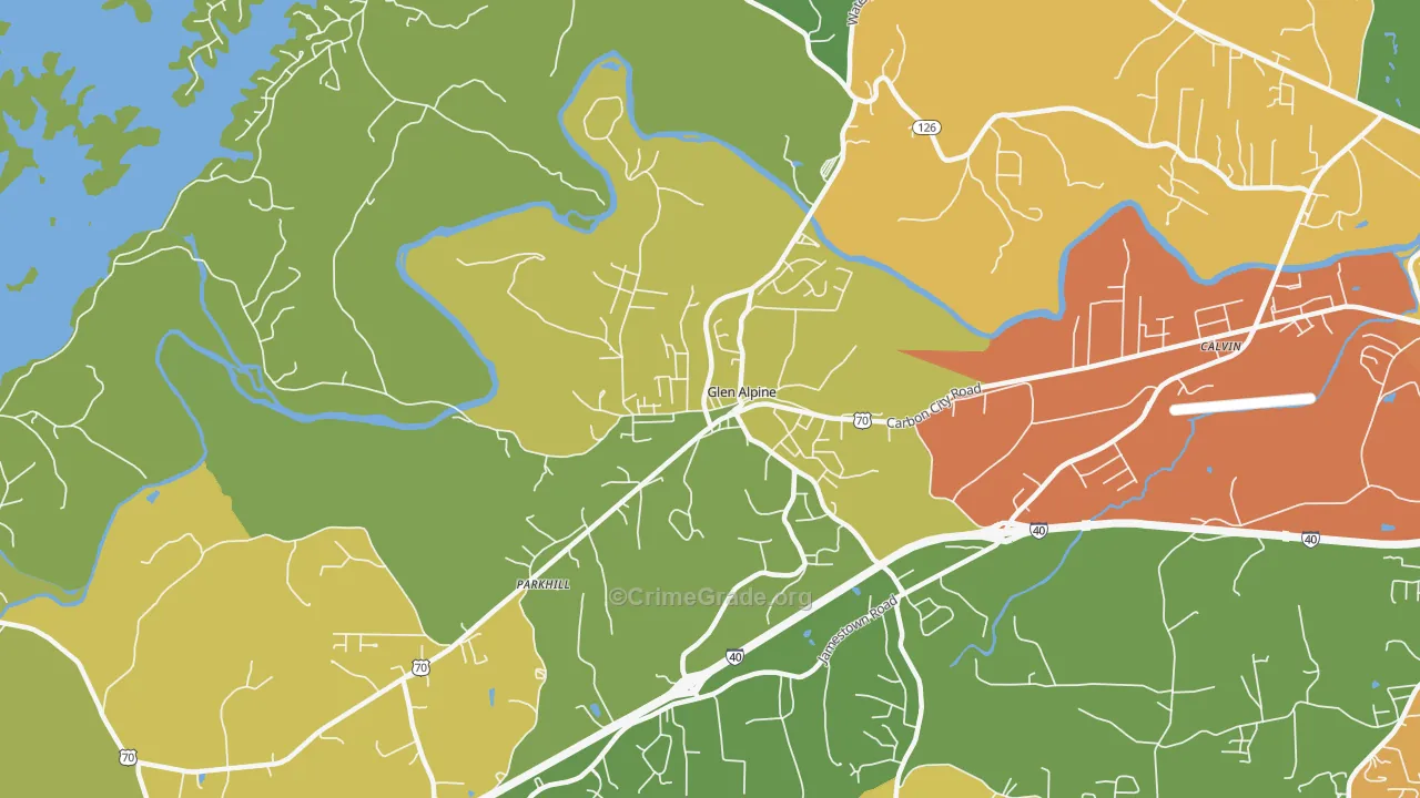 Glen Alpine, NC Map of Theft Rates
