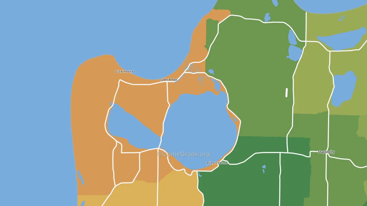 Glen Arbor, MI Map of Theft Rates