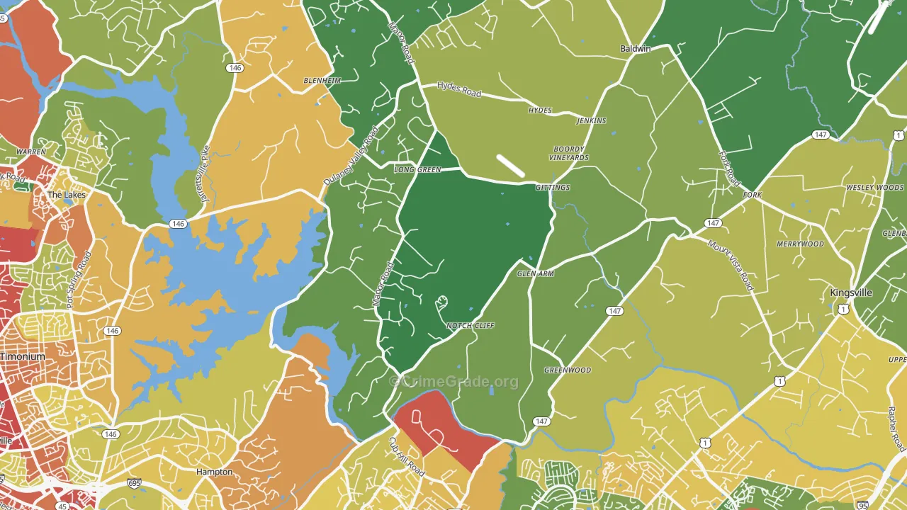 Glen Arm, MD Map of Theft Rates