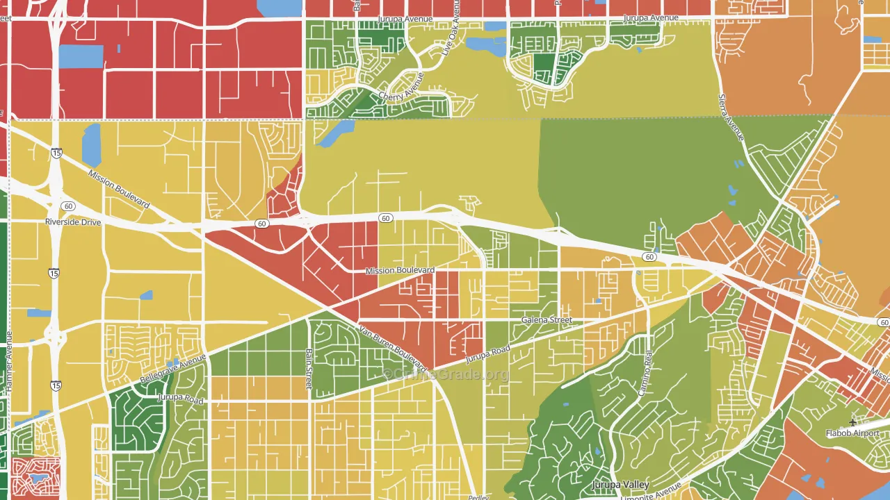 Glen Avon, CA Map of Theft Rates