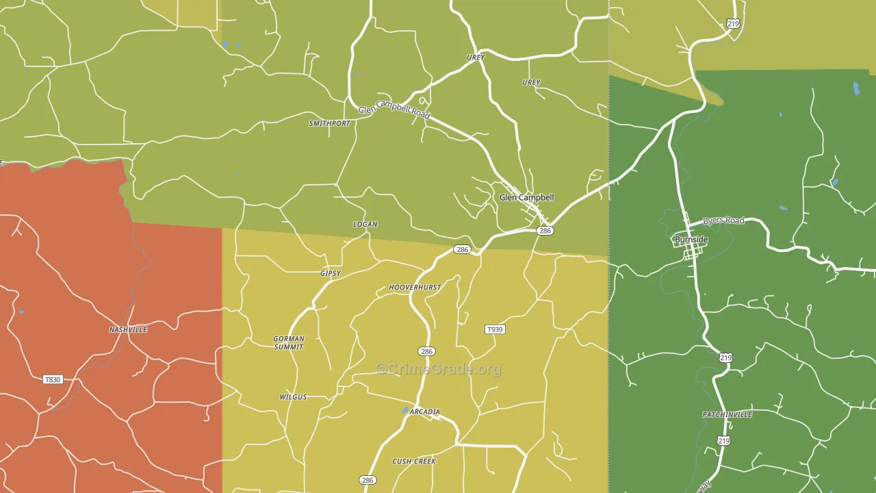 Glen Campbell, PA Map of Theft Rates