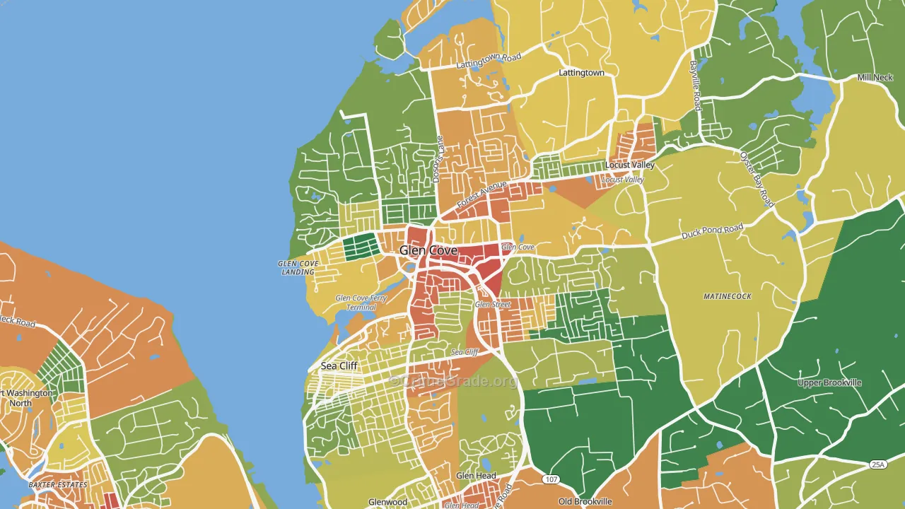 Glen Cove, NY Map of Theft Rates