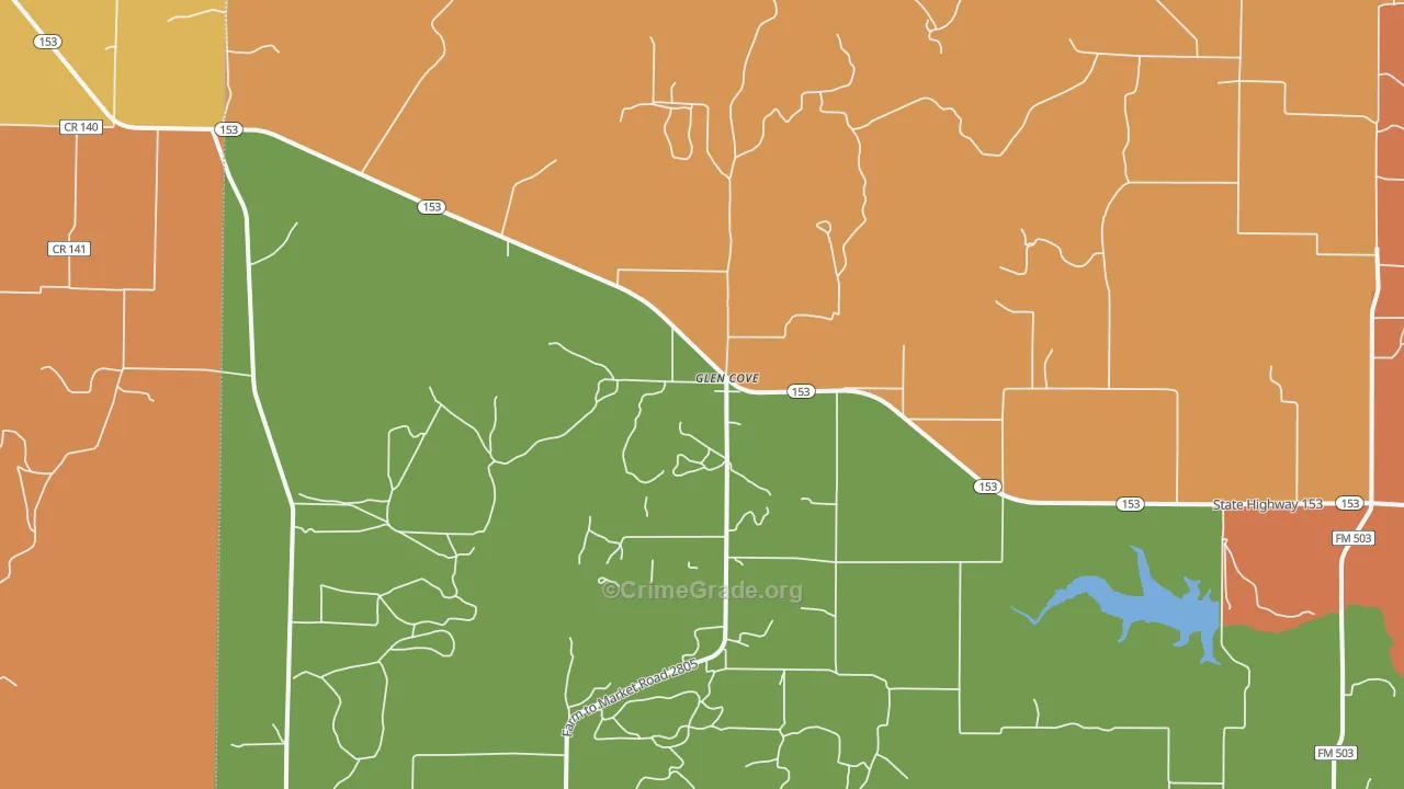 Glen Cove, TX Map of Theft Rates