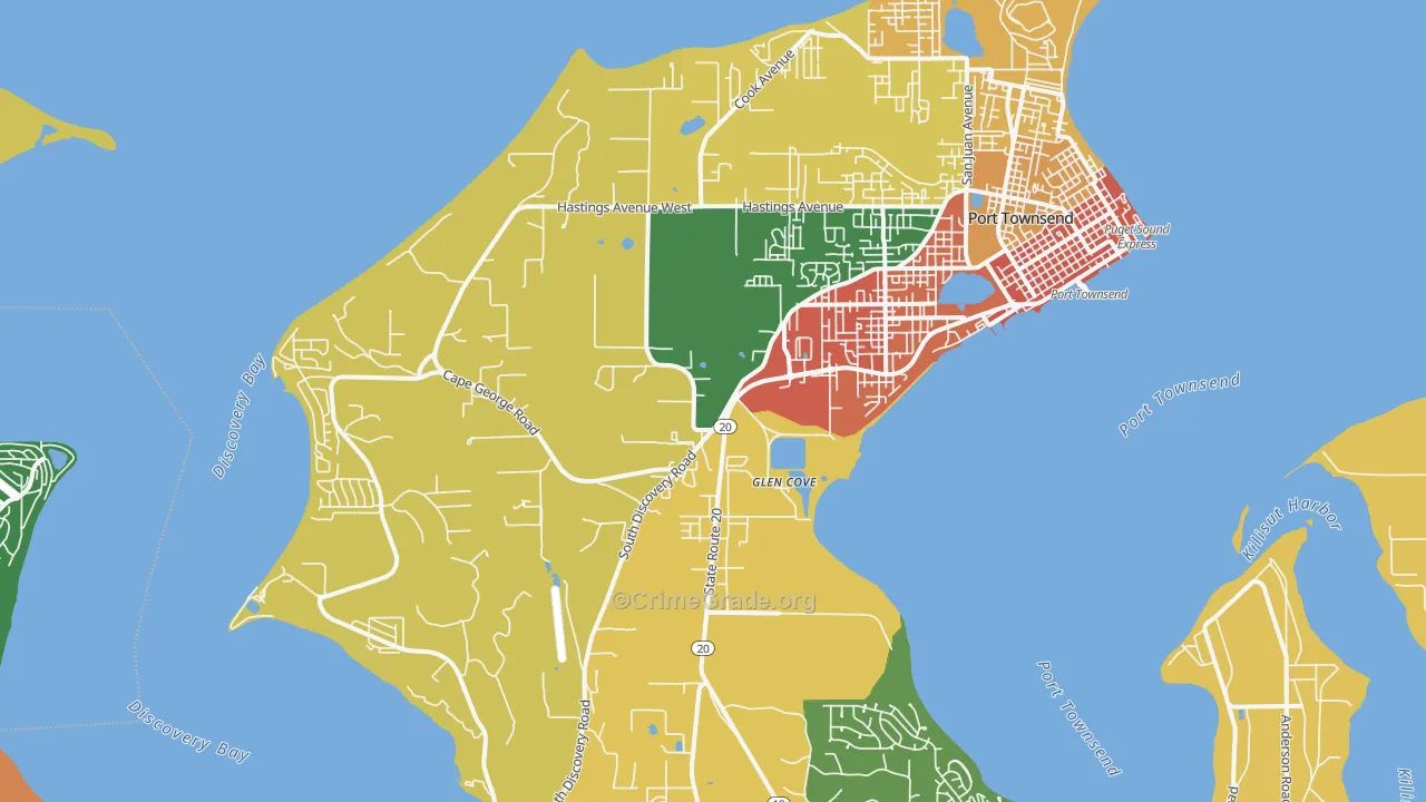 Glen Cove, WA Map of Theft Rates