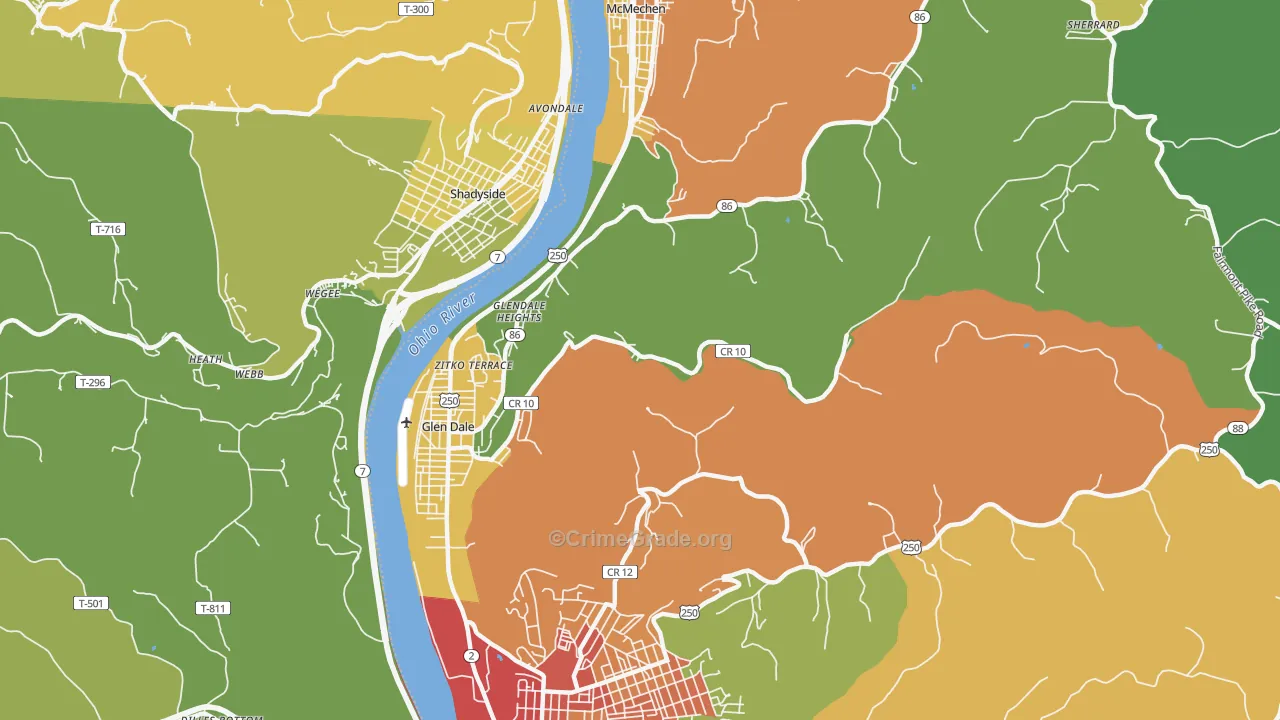 Glen Dale, WV Map of Theft Rates
