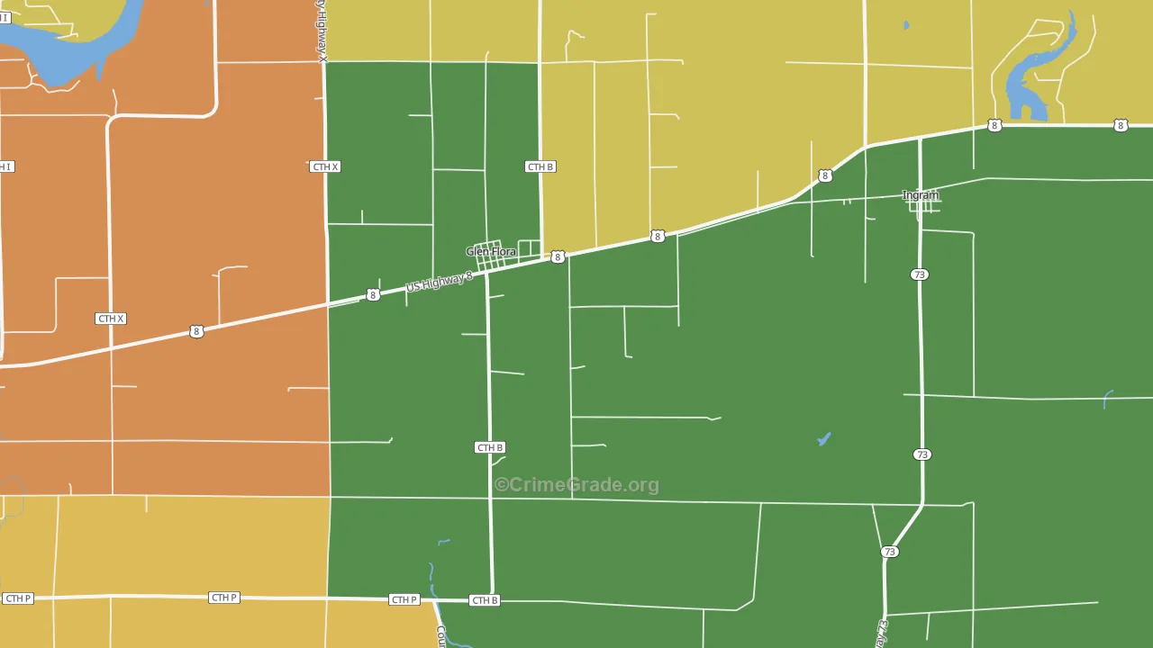 Glen Flora, WI Map of Theft Rates