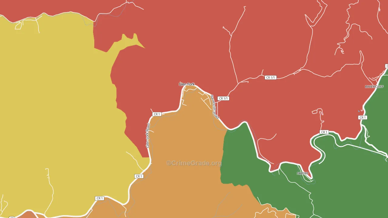 Glen Fork, WV Map of Theft Rates