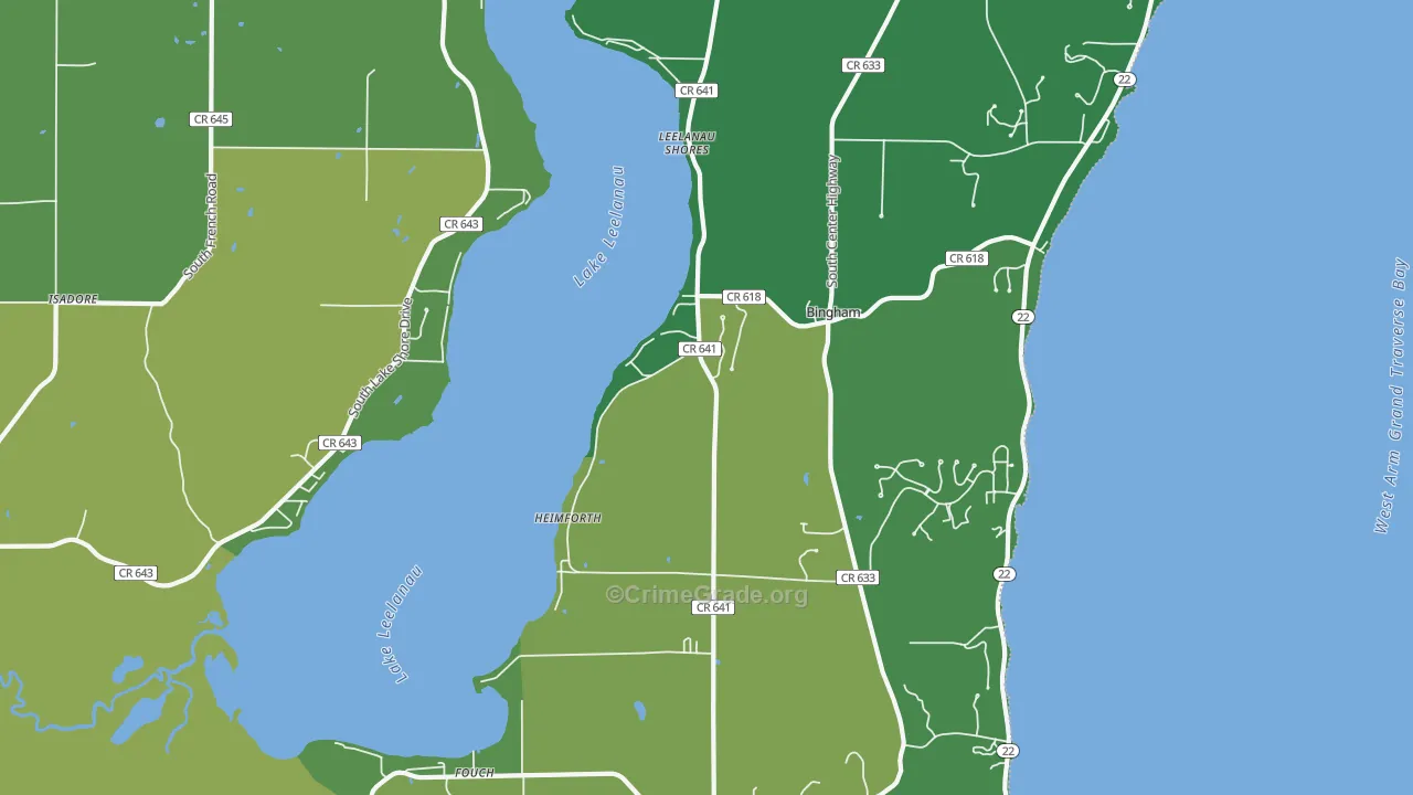 Glen Haven, MI Map of Theft Rates