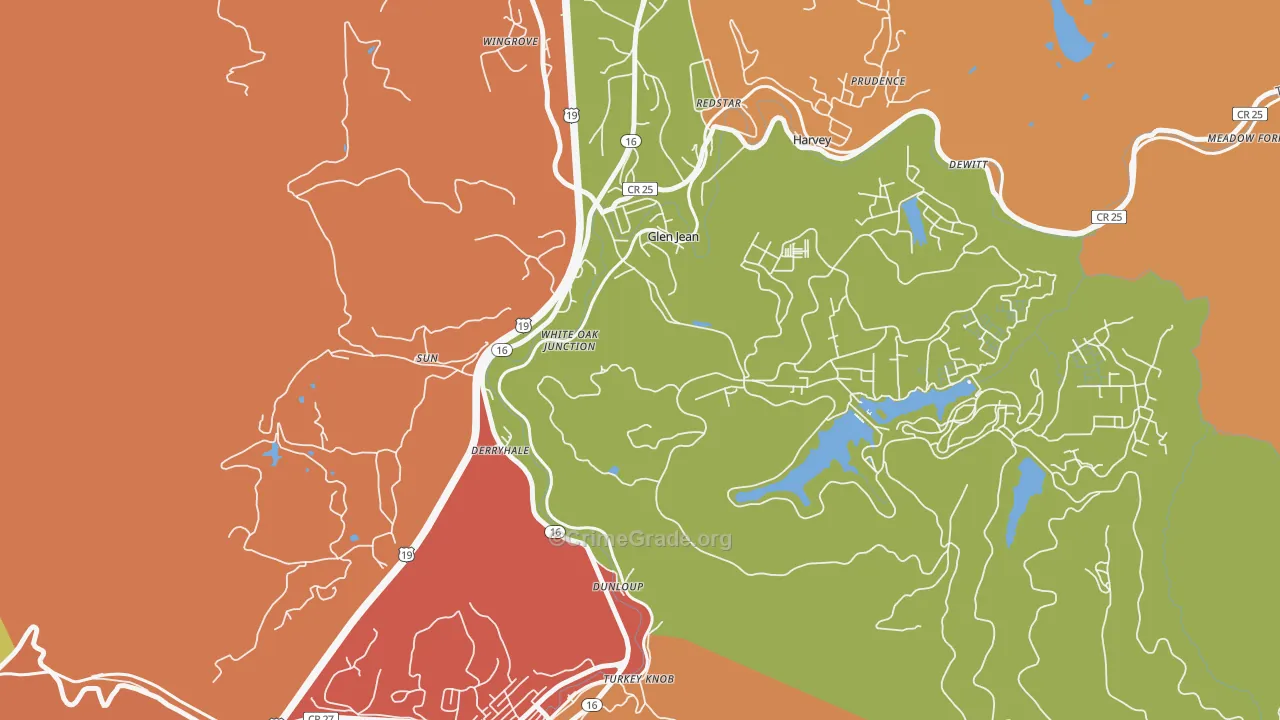 Glen Jean, WV Map of Theft Rates
