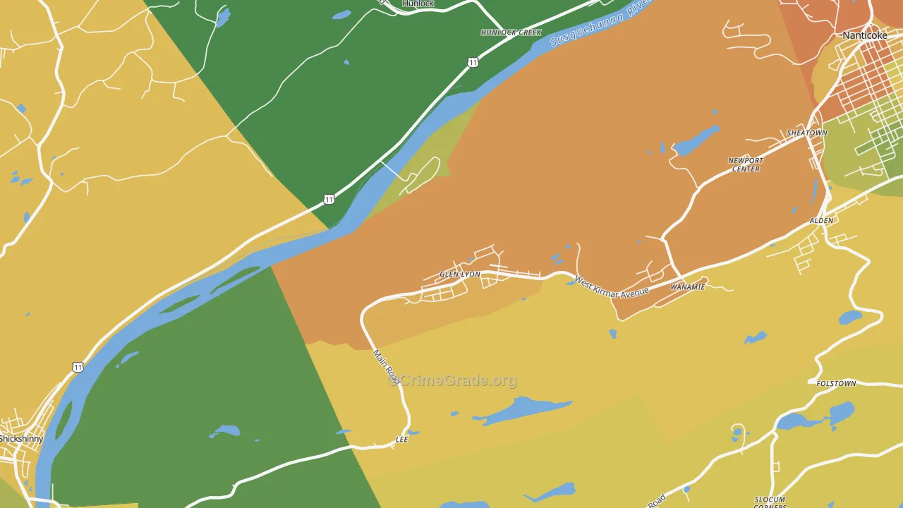 Glen Lyon, PA Map of Theft Rates