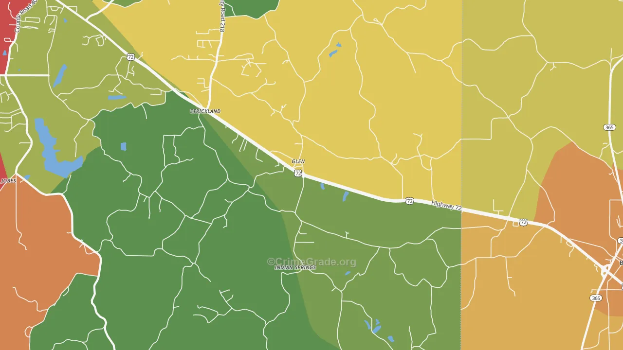 Glen, MS Map of Theft Rates