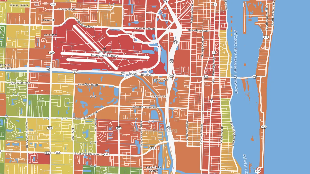 Glen Ridge, FL Map of Theft Rates