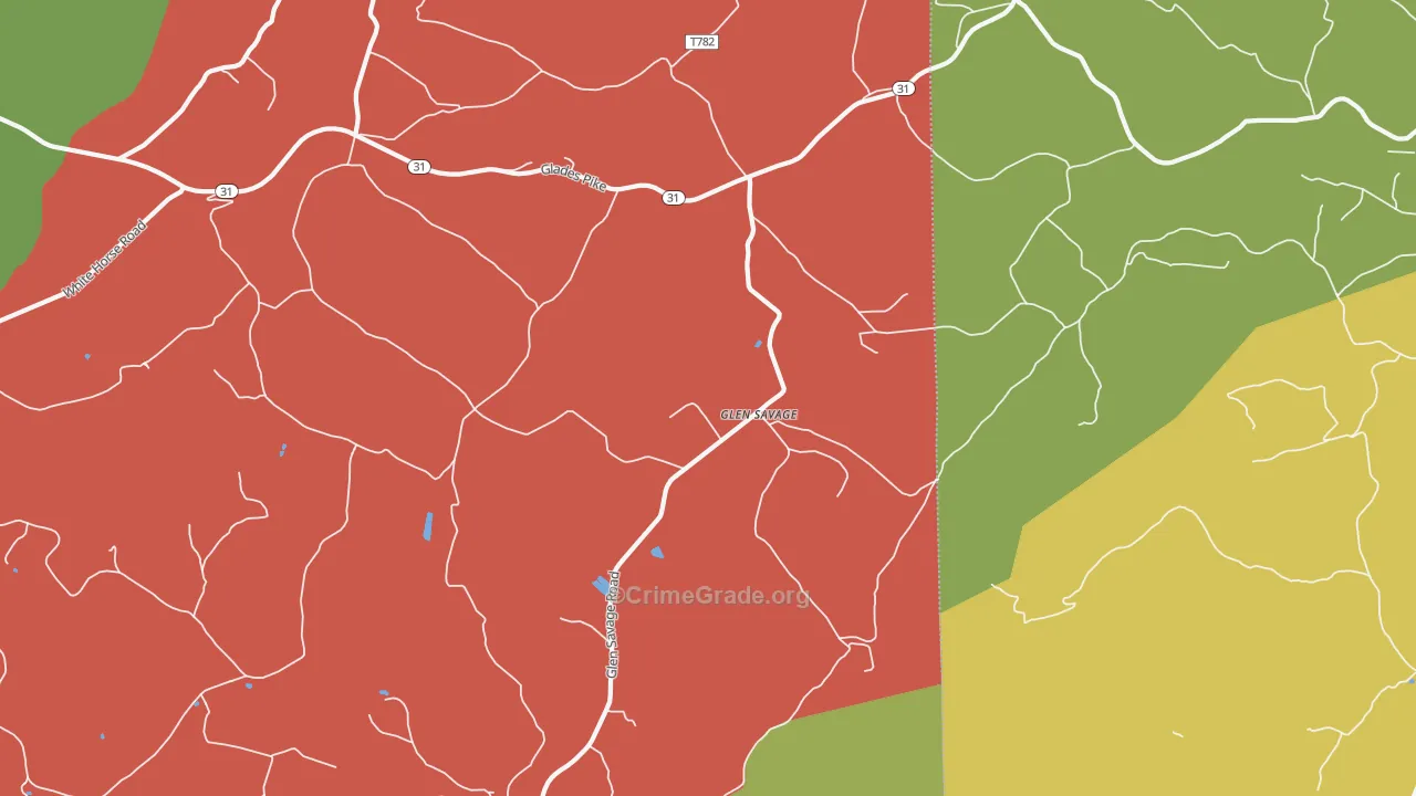 Glen Savage, PA Map of Theft Rates