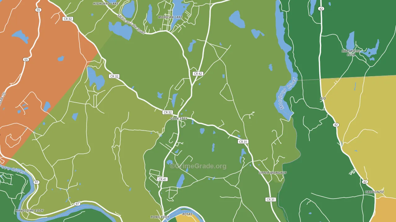Glen Spey, NY Map of Theft Rates
