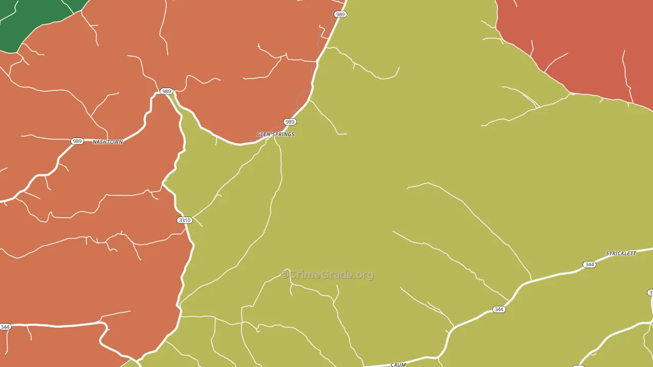 Glen Springs, KY Map of Theft Rates