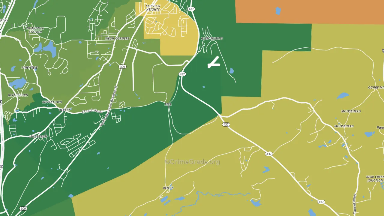 Glen Summit, PA Map of Theft Rates