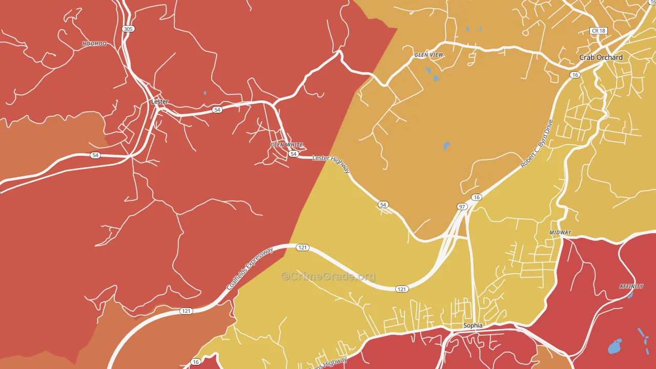 Glen White, WV Map of Theft Rates
