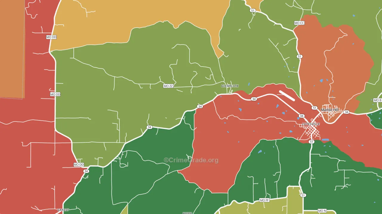 Glenallen, MO Map of Theft Rates