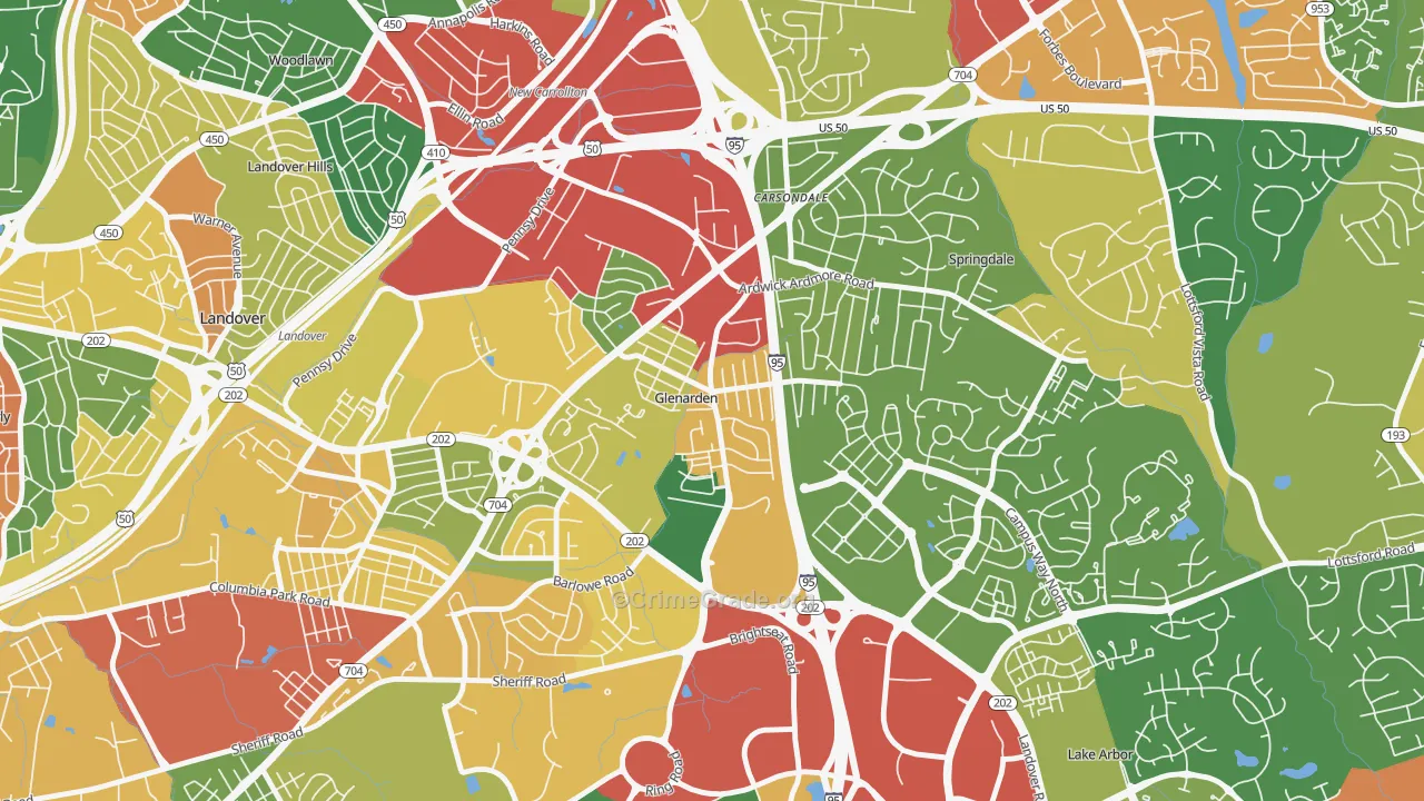 Glenarden, MD Map of Theft Rates