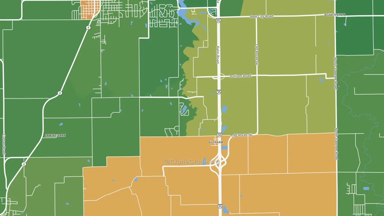 Glenarm, IL Map of Theft Rates