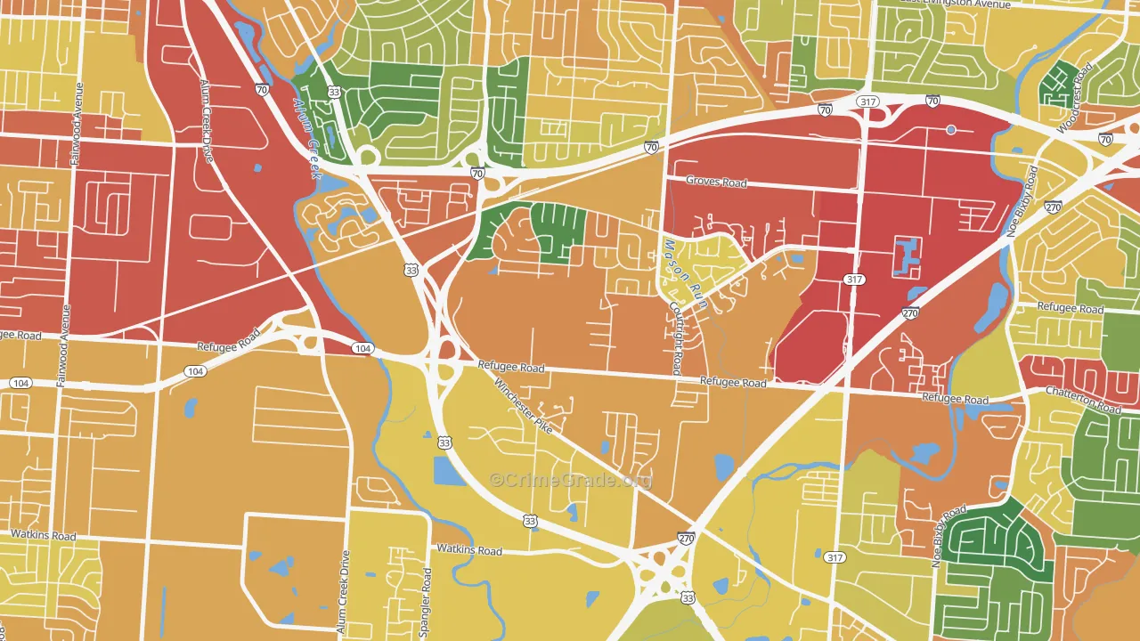 Glenbrook, Columbus, OH Map of Theft Rates