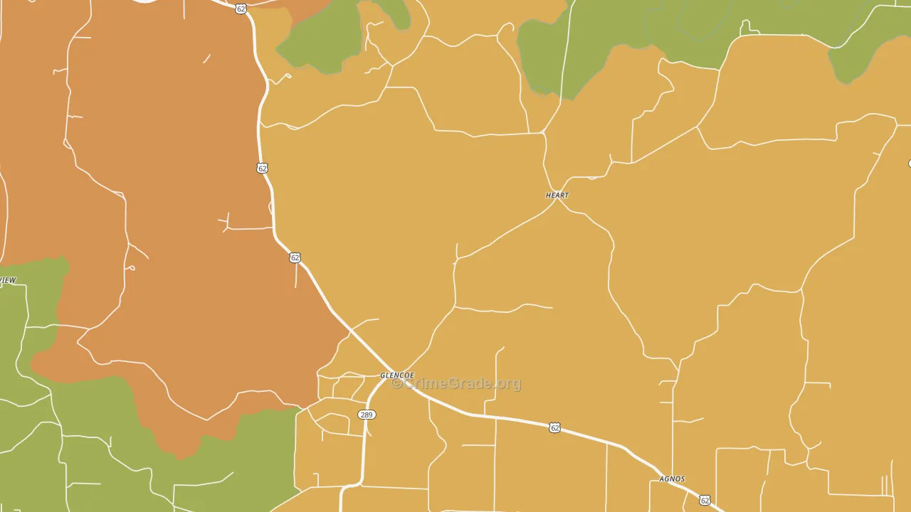 Glencoe, AR Map of Theft Rates