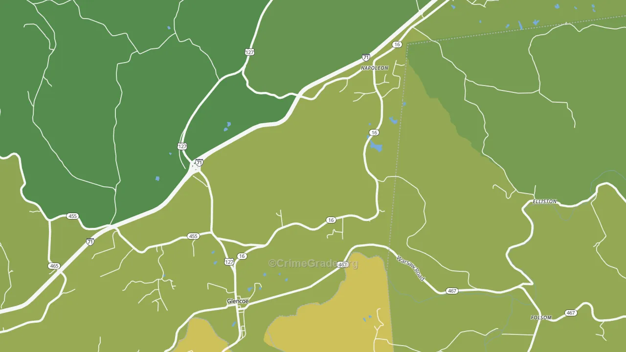 Glencoe, KY Map of Theft Rates