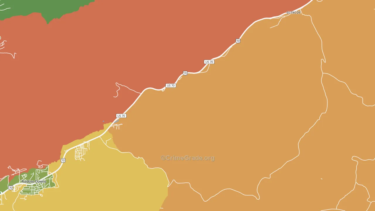 Glencoe, NM Map of Theft Rates