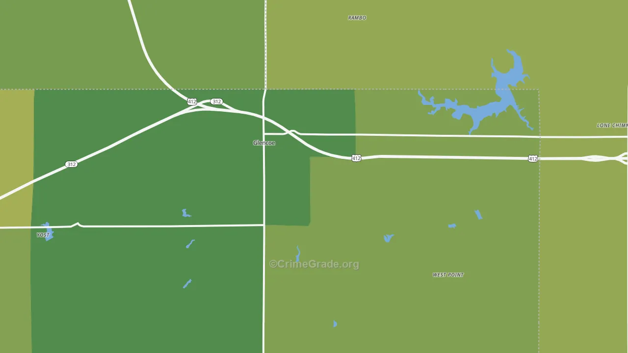 Glencoe, OK Map of Theft Rates