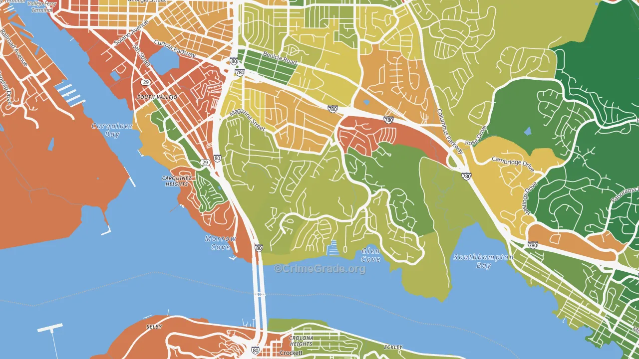 Glencove, Vallejo, CA Map of Theft Rates
