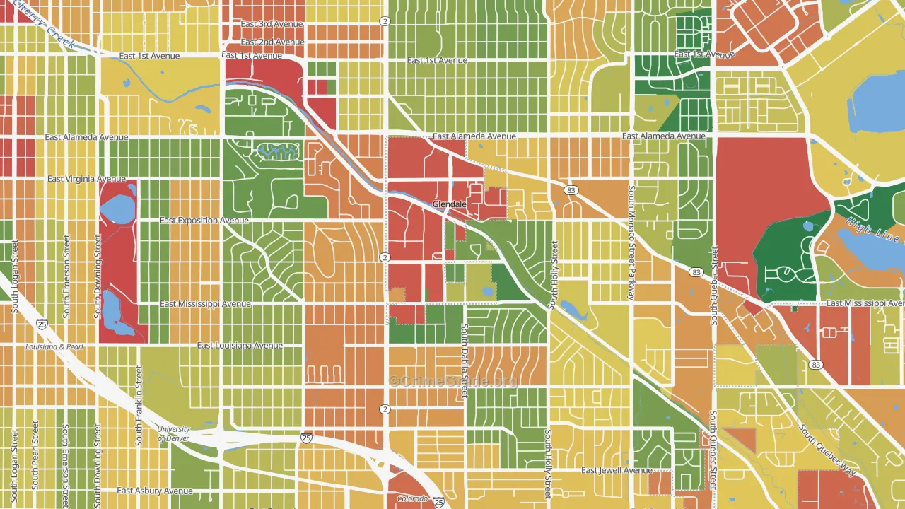 Glendale, CO Map of Theft Rates