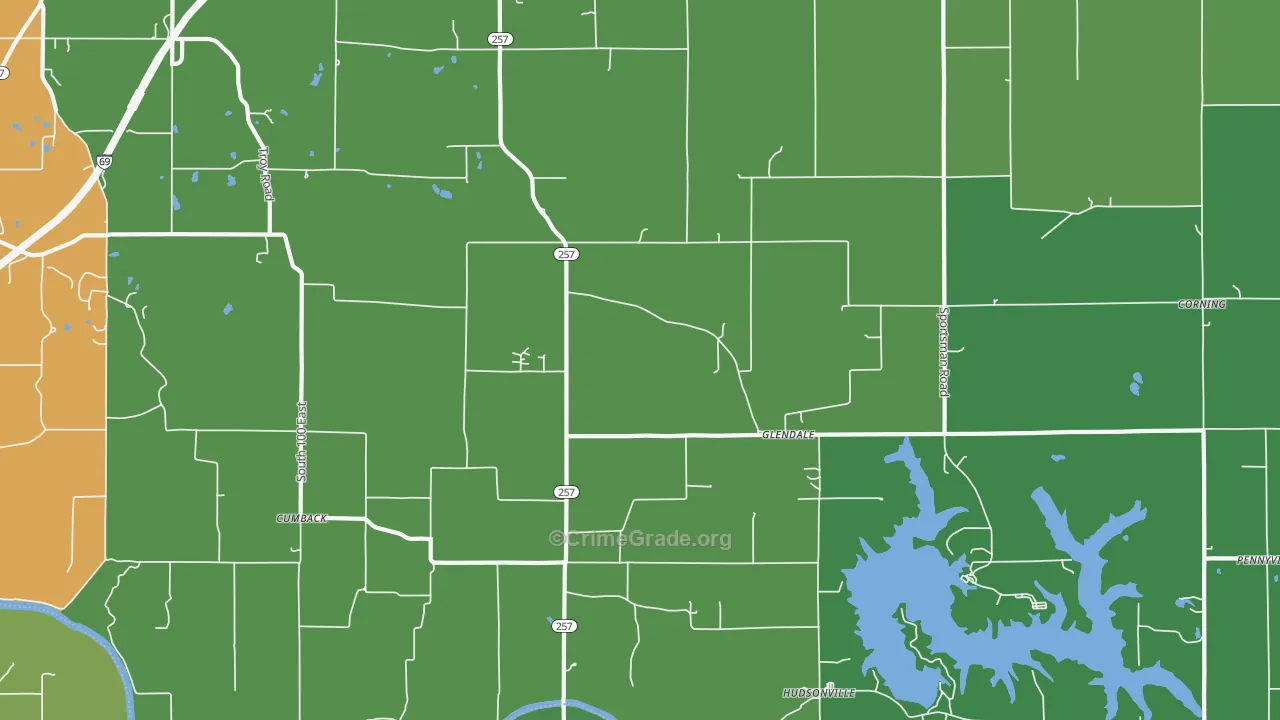 Glendale, IN Map of Theft Rates