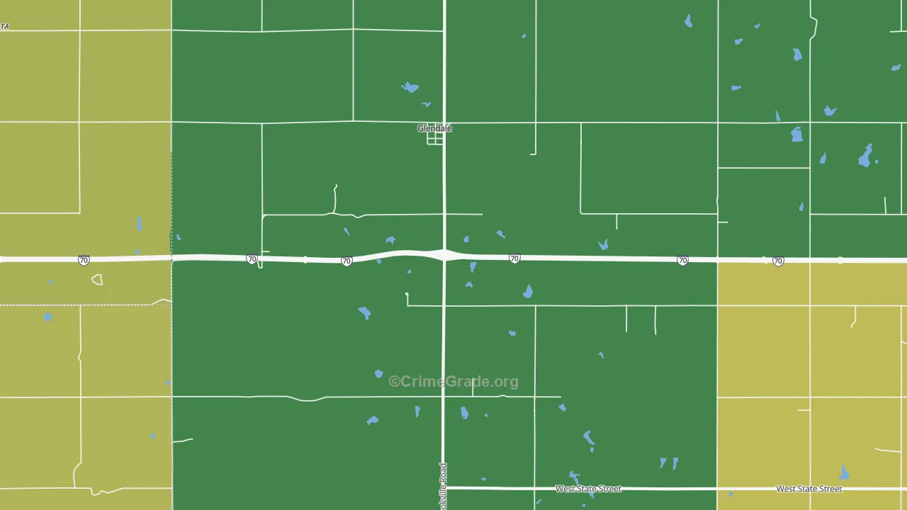 Glendale, KS Map of Theft Rates