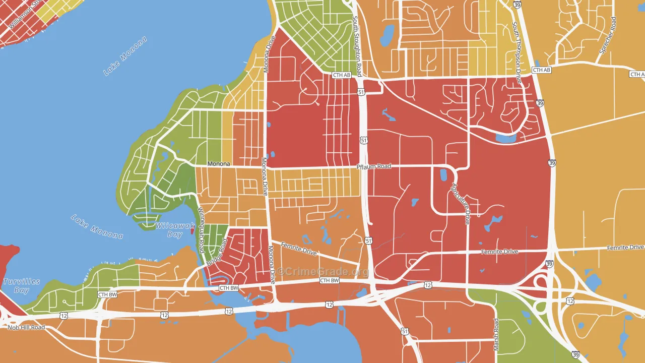 Glendale, Madison, WI Map of Theft Rates