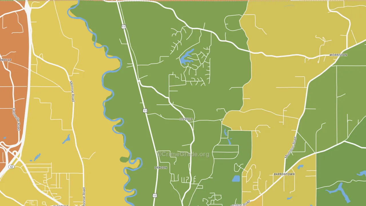 Glendale, MS Map of Theft Rates