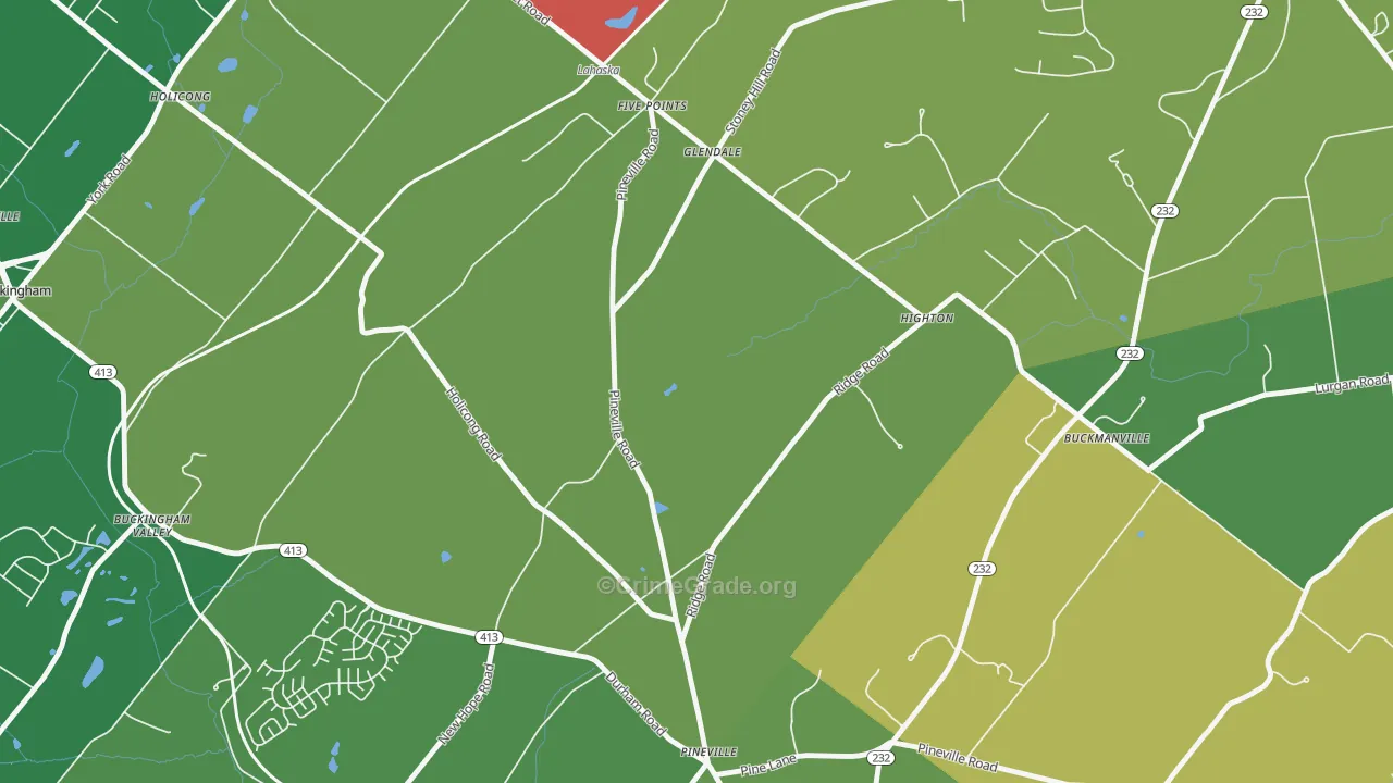 Glendale, PA Map of Theft Rates