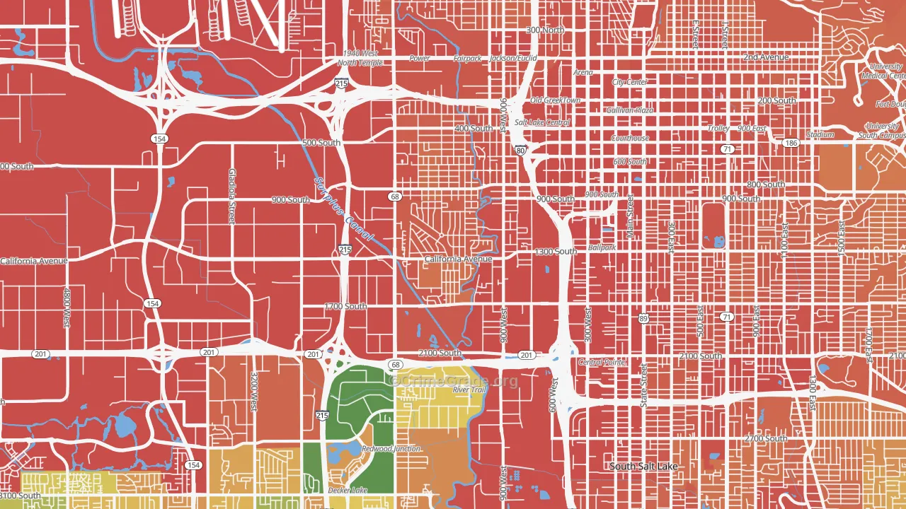 Glendale, Salt Lake City, UT Map of Theft Rates