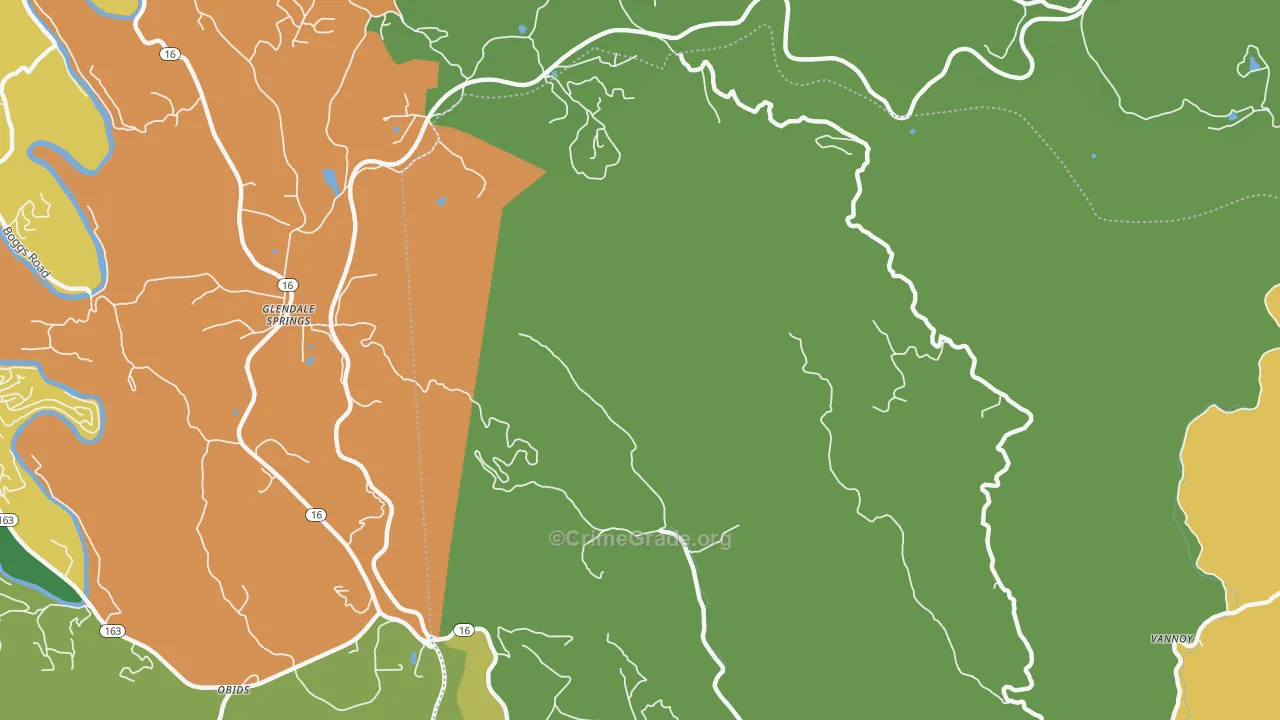 Glendale Springs, NC Map of Theft Rates