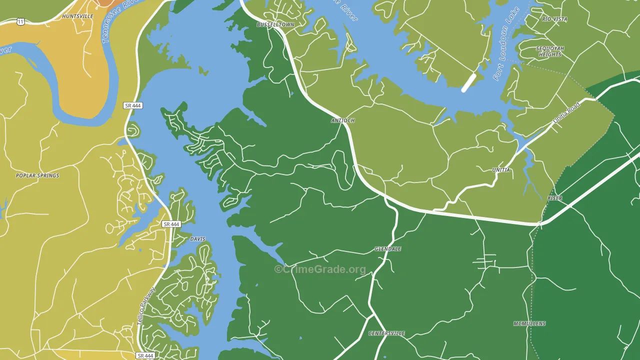 Glendale, TN Map of Theft Rates