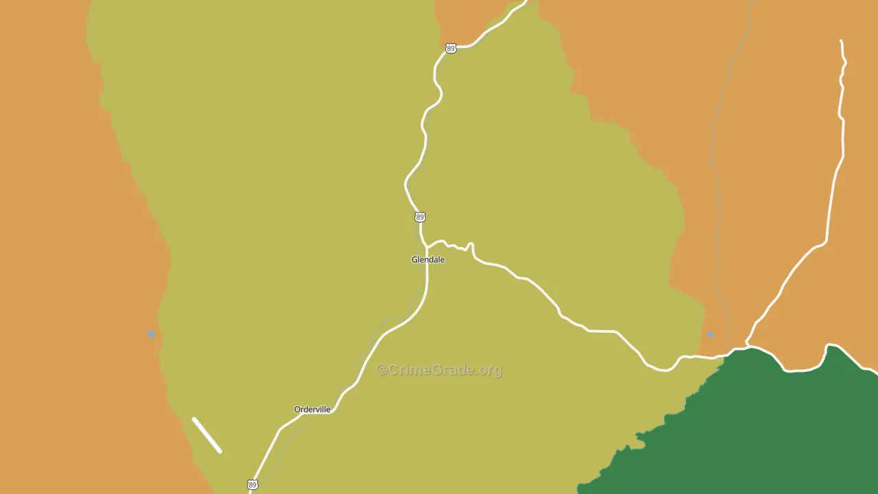 Glendale, UT Map of Theft Rates