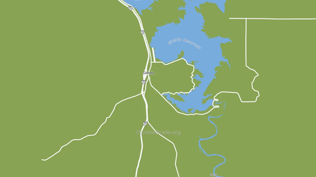 Glendo, WY Map of Theft Rates