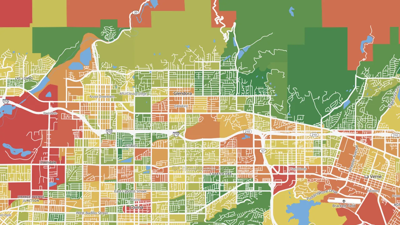 Glendora, CA Map of Theft Rates