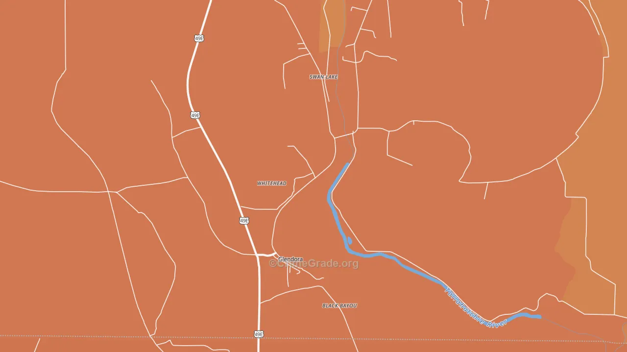 Glendora, MS Map of Theft Rates